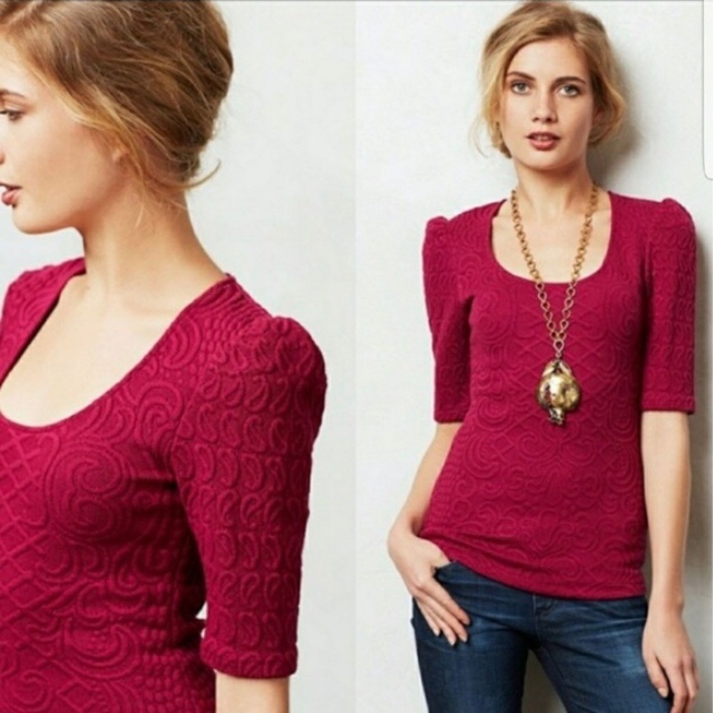 Anthropologie Deletta Textured Jacquard Top